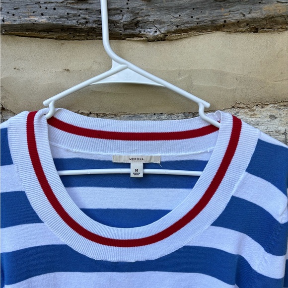 Merona Striped Blue and White Sweater Size M NWT - Picture 2 of 5